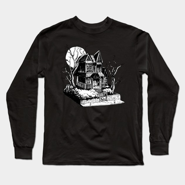 Haunted House Long Sleeve T-Shirt by Creepsandbabes